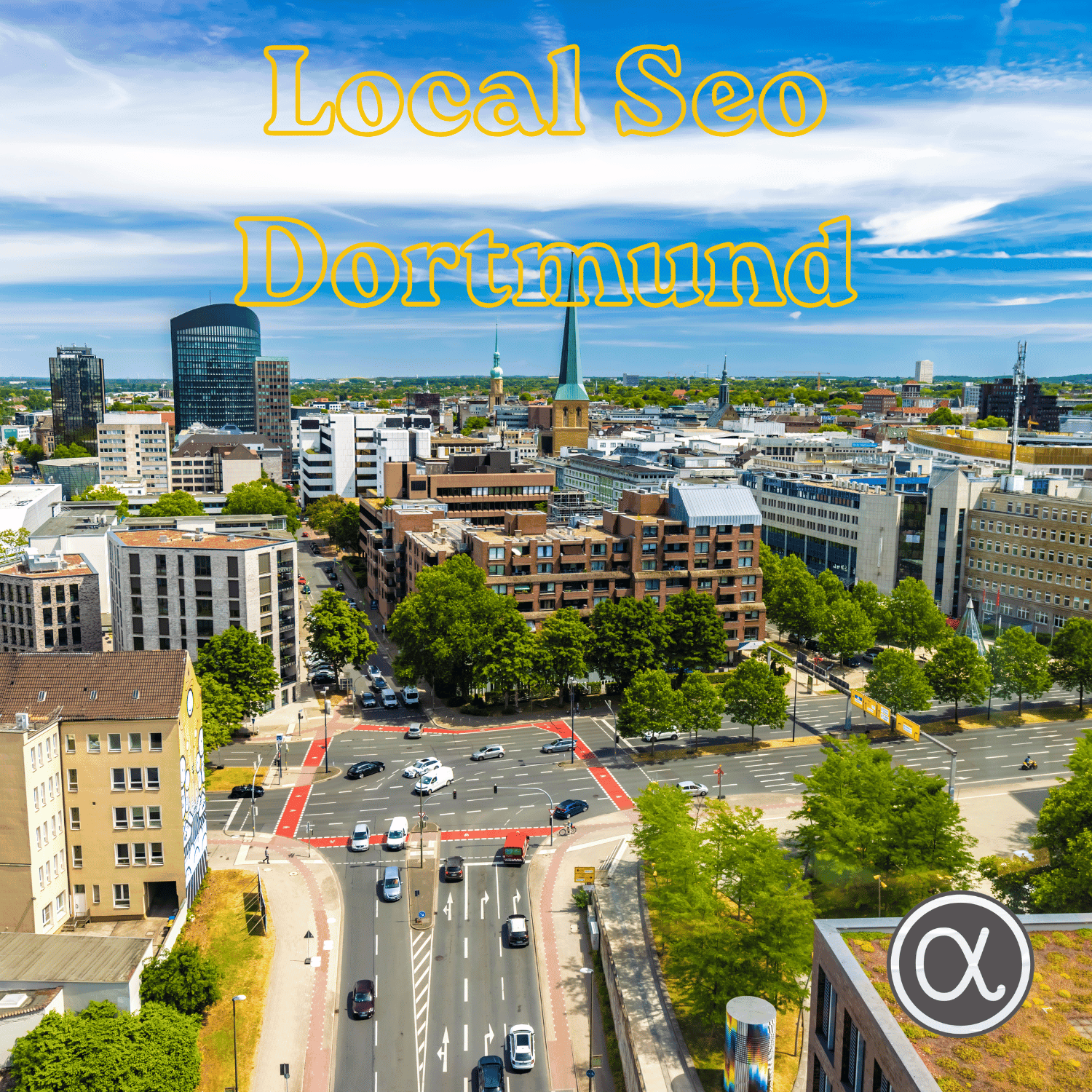 Blick über Dortmund mit Hinweis auf Local SEO Dortmund