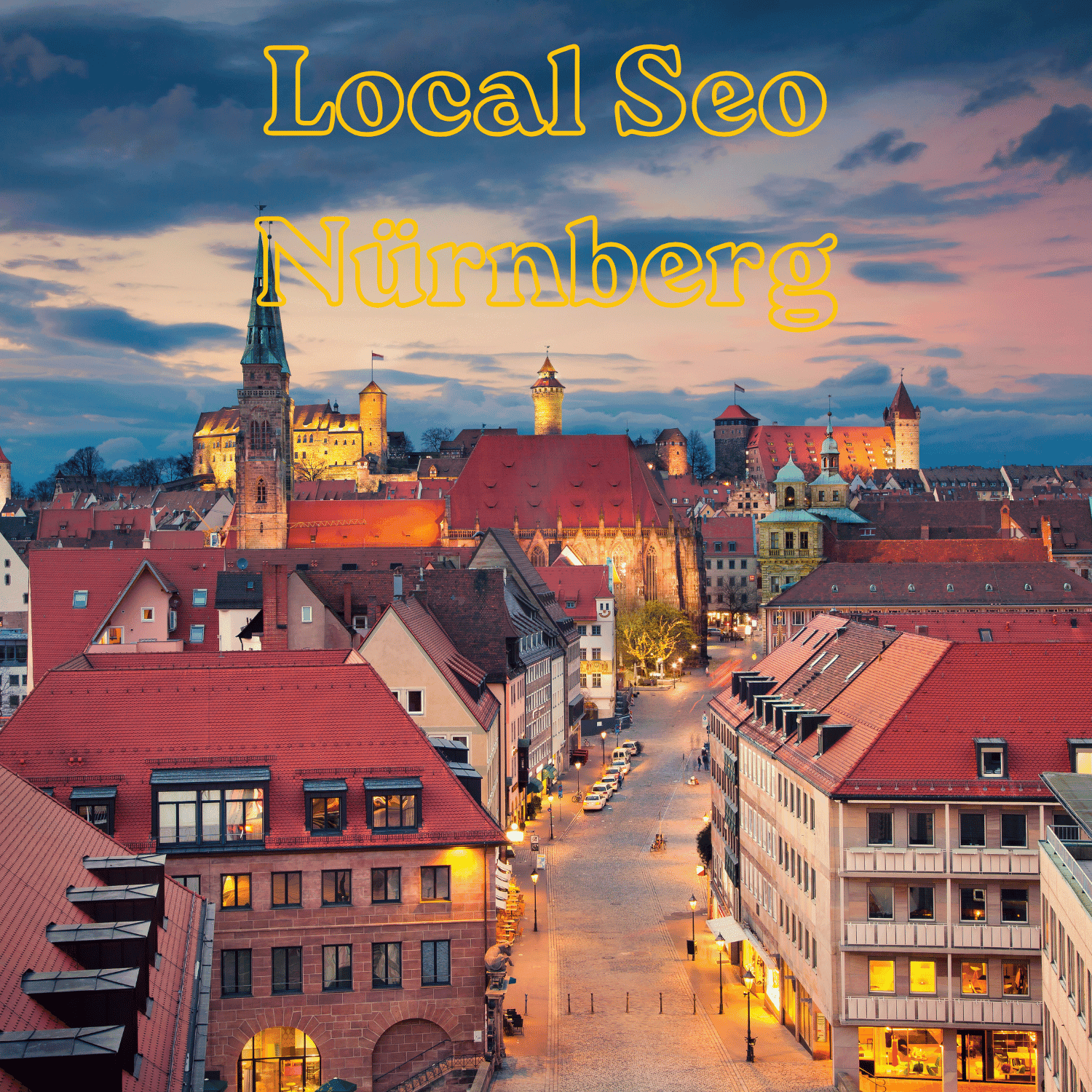 Blick über die Nürnberger Altstadt bei Abendlicht