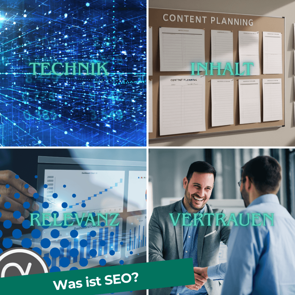 Platzhalter für das Beitragsbild Was ist SEO mit Technik, Inhalt, Relevanz und Vertrauen
