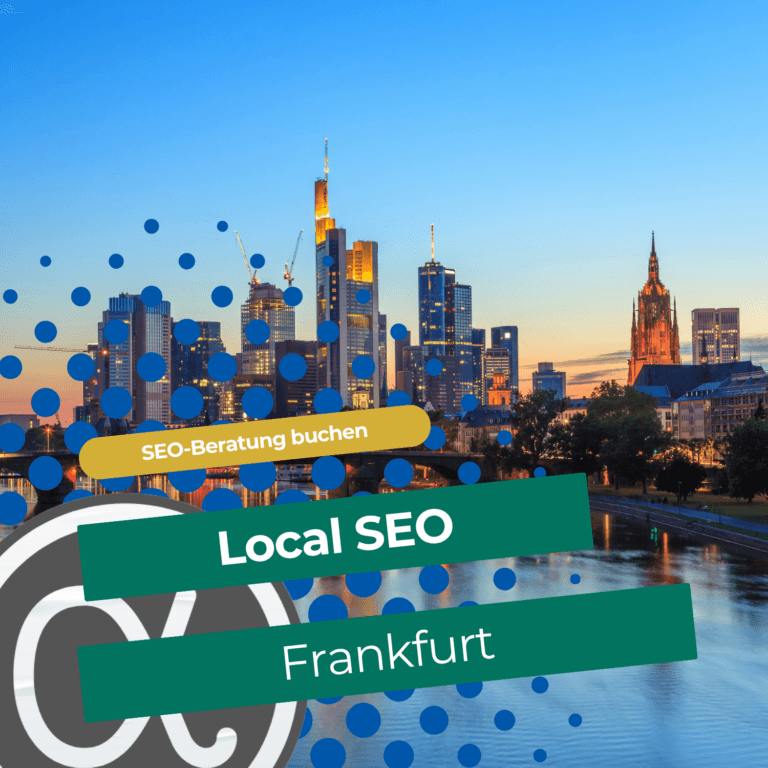 Frankfurter Skyline mit Schriftzug Local SEO Frankfurt