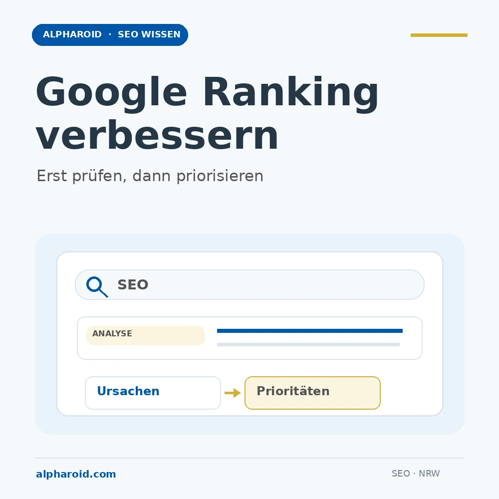 Google-Ranking verbessern: Ursachen finden und priorisieren 1 Google Rankings durch eine Prüfung von Ursachen gezielt verbessern
